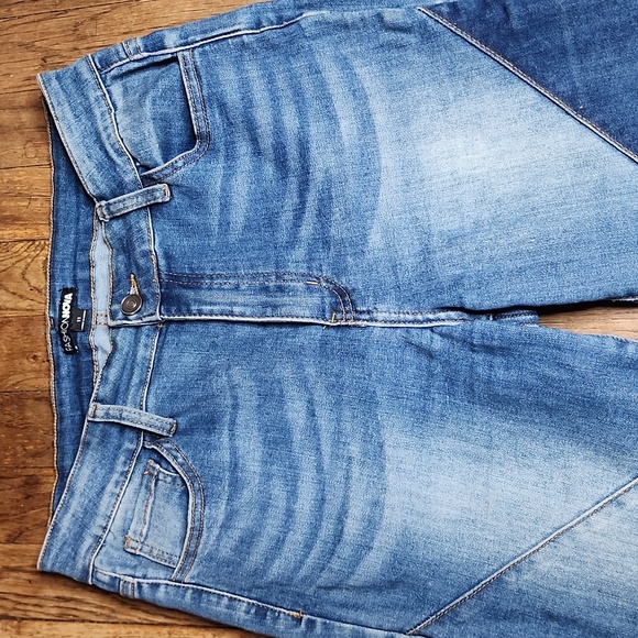 Stay In Line Patchwork Denim Stretch Jeans Large - Picture 3 of 8